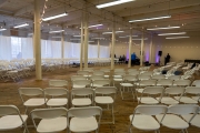 The stage is set for Altered Couture 2019 at Fort Andross Mill in Brunswick. Artists had to choose a Beatles' song from which to create their fashion statements.