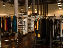 racks of finished garments made on location