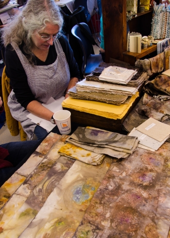 Velma Bolyard's eco-dyed papers and fabric