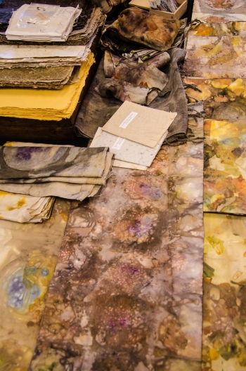Beautiful subtle eco-dyes on paper and linen