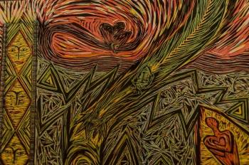 Linocut and woodcut by Patti Scobey