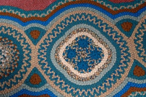 "Blue Lagoon," detail of a rug by  Cathy Winship