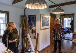 Kimberly Crichton and guest in her studio.