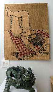 Tapestry by Barbara  Burns and sculpture by Steve Burns