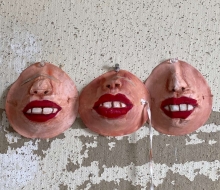 Three masks in progress.
