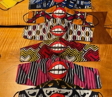 Fabric masks with painted centers.