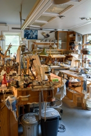 The studio is well stocked with treasures and tools
