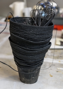 Gorgeous black fiber piece in progress.