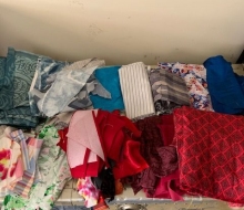my stash of repurposed fabrics
