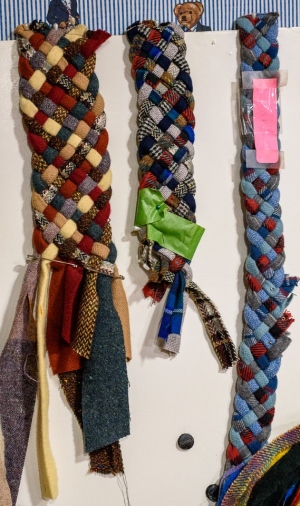 Examples of multi-strand braiding Bobbi uses in teaching.