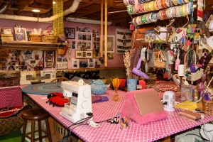 Many tools and sources of inspiration in Bobbi's studio.