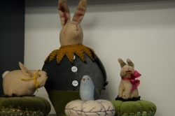 Bunny and bird pin cushions
