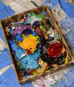 Paint scraps collected for some future use.
