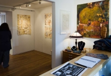 Arlene Morris has paper work on view.