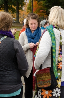 knitting and waiting on line