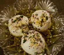 Nina's goat cheese ready for potluck