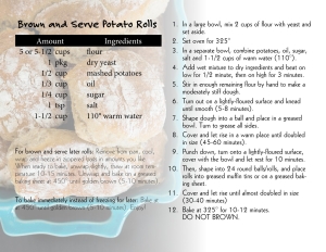 Recipe for Brown and Serve Potato Rolls