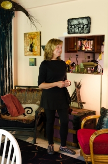 Susan greeting visitors