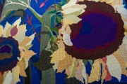 Closeup of a needlepoint chair Judith designed and created.
