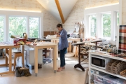 Nancy worked on her own pieces while Nina wove.