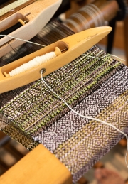Color studies were translated into yarns and woven into small learning samples.
