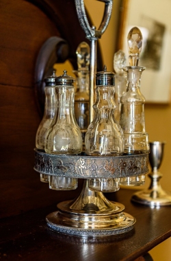 Historic  lamps, bottles and artifacts can be found.