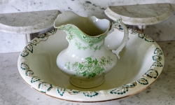 Pitcher and bowl.