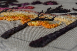 Close-up of a hooked piece in progress.